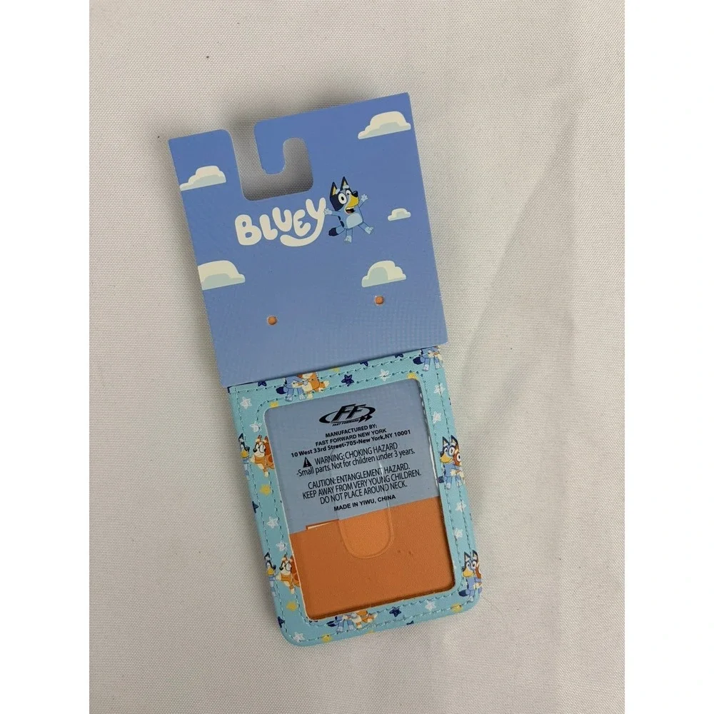 Bluey and Bingo Card Holder Wallet‎ Blue Orange Magnetic Snap ID Window NEW